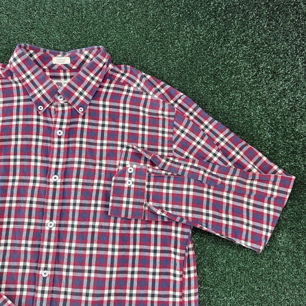Onward Reserve Men's Long Sleeve Button Flannel Shirt XL Red Plaid Tailored Fit